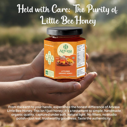 Organic Little Bee Honey | Pure, Natural & Lab - Tested - Arivasa Organics - 500 gms - 