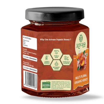 Organic Multi Floral Honey | Pure, Natural & Lab - Tested - Arivasa Organics - 500 gms - 