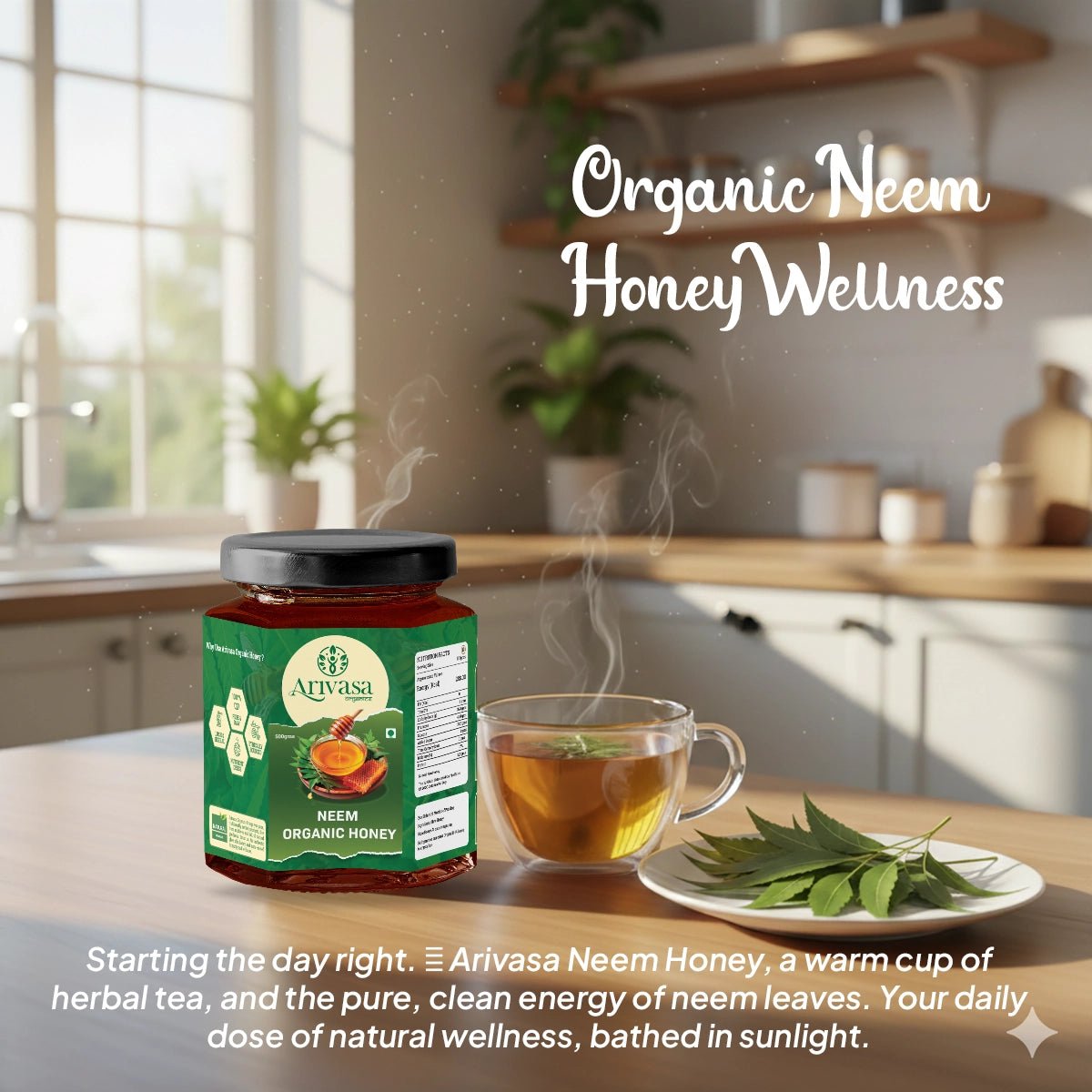 Neem Organic Honey | Pure, All - Natural & Lab - Tested - Arivasa Organics - 500 gms - 