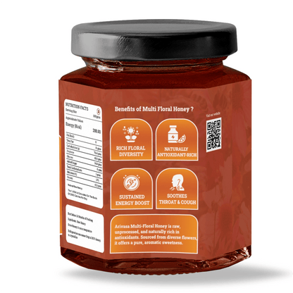 Organic Multi Floral Honey | Pure, Natural & Lab - Tested - Arivasa Organics - 500 gms - 