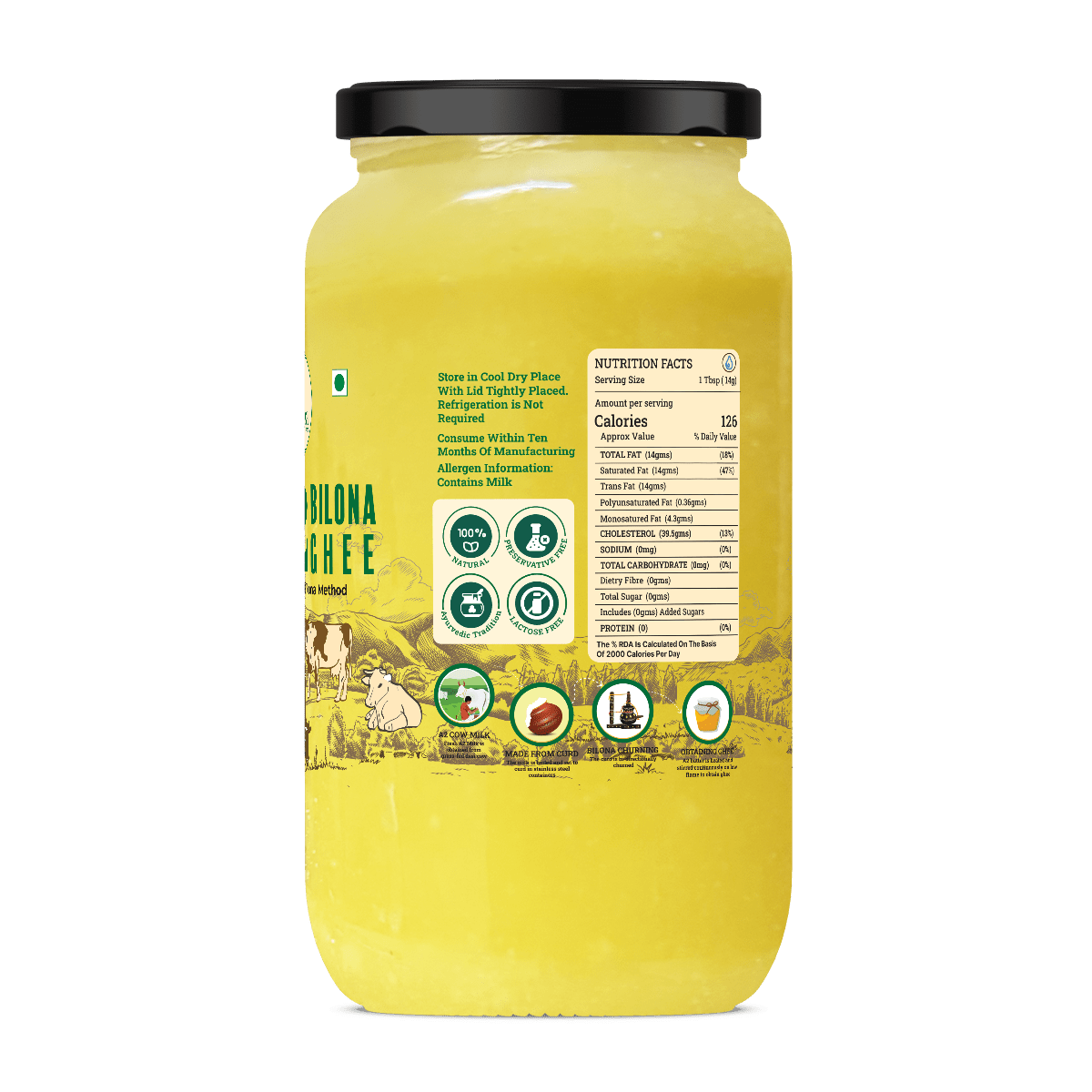 A2 BILONA COW GHEE <span>Fresh From Farms in Tamil Nadu | Bilona Churned | A2-Verified Milk from Desi Cows | 70+ Quality Checks</span> - My Store-Size--