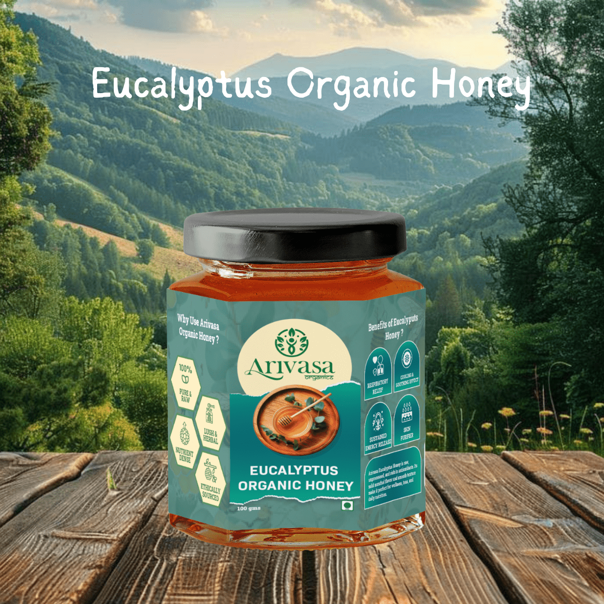 Arivasa Organics Eucalyptus Organic Honey | Pure, Raw & Herbal - Arivasa Organics-Size--