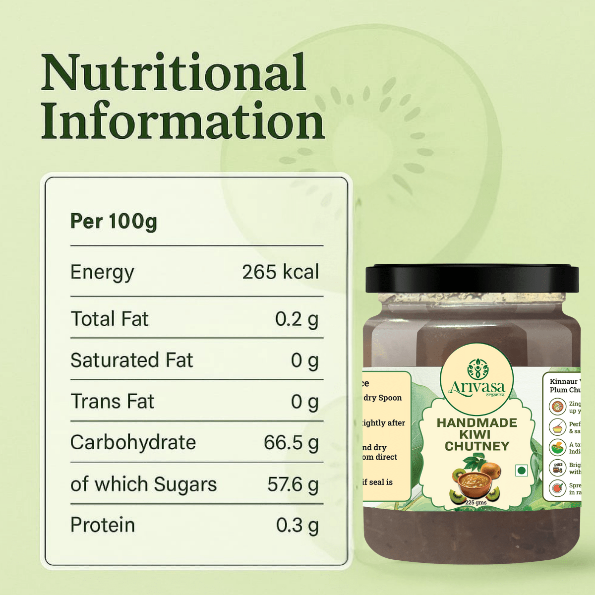 HANDMADE KIWI CHUTNEY - My Store - 225 gms - 