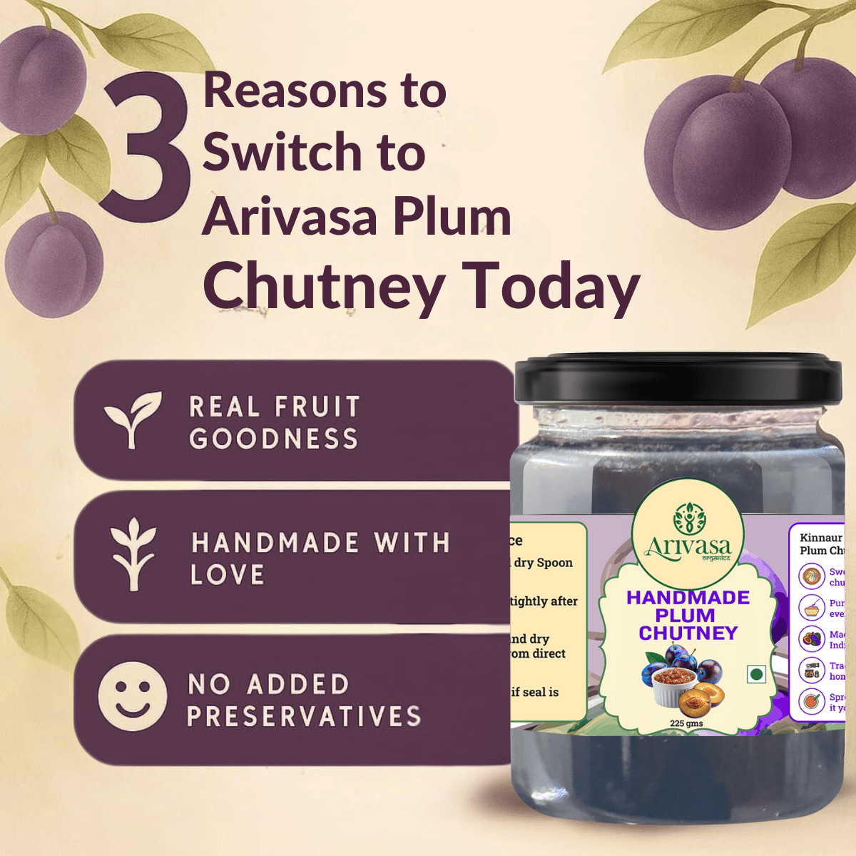 HANDMADE PLUM CHUTNEY - My Store - 225 gms - 