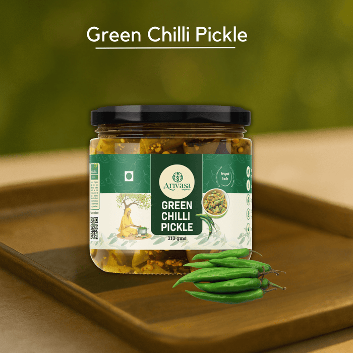 Arivasa Organics Green Chilli Pickle | Sun-Dried & Handmade – 310 gm (hover)