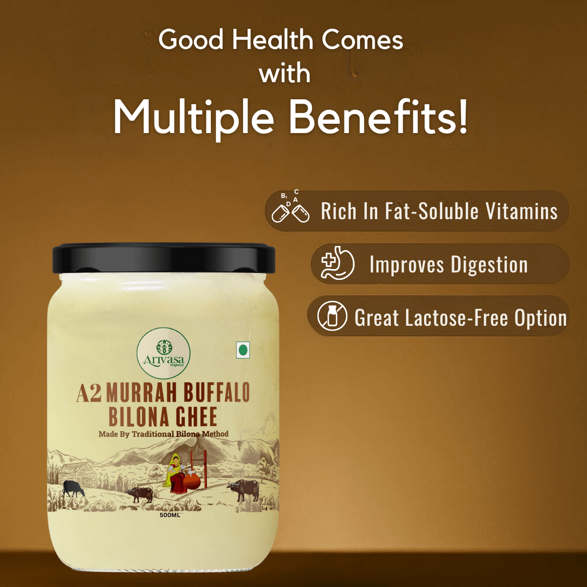 A2 MURRAH BUFFALO BILONA GHEE - My Store - 500 Gms - 