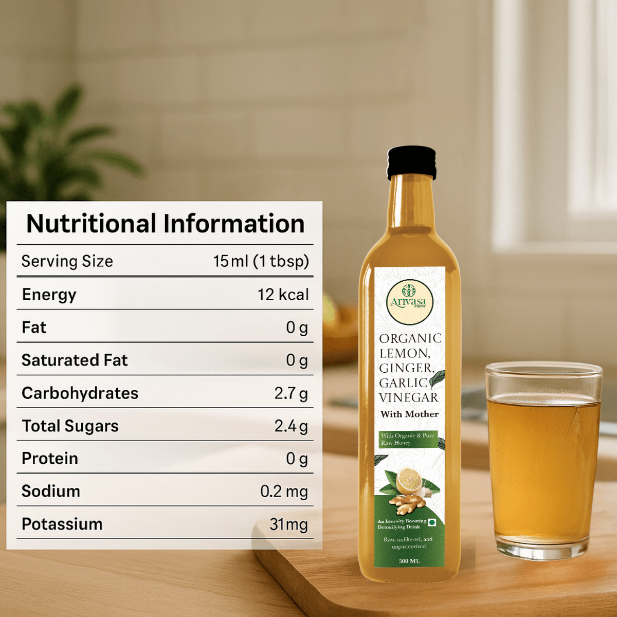 ORGANIC LEMON GINGER GARLIC CIDER VINEGAR - My Store - 500 ML - 