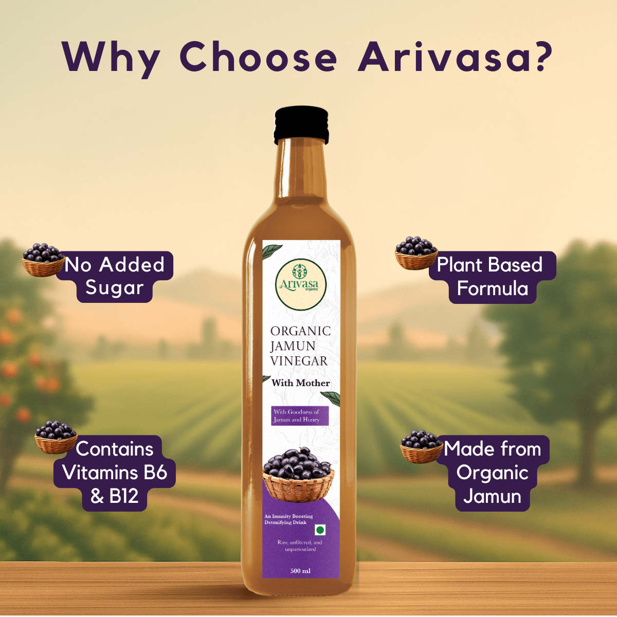 ORGANIC JAMUN CIDER VINEGAR - My Store - 500 ML - 