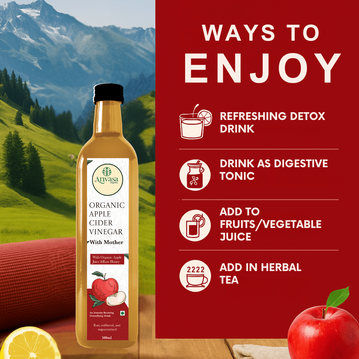 ORGANIC APPLE CIDER VINEGAR - My Store - 500 ML - 